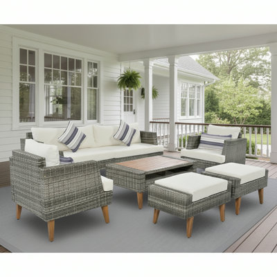 6 - Person Outdoor Patio Set Wicker Seating Group With Cushions