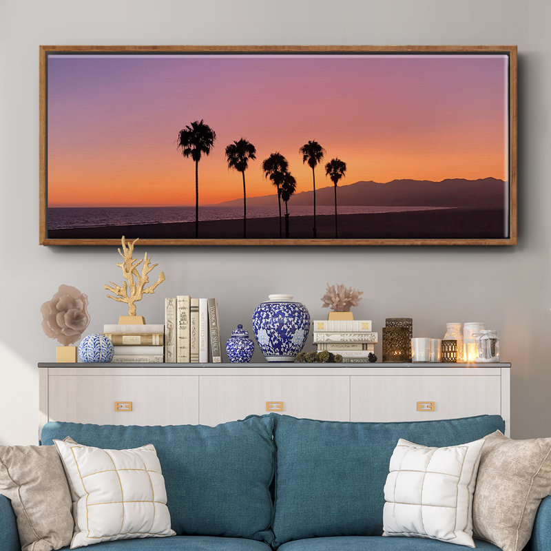 Coucher de soleil de Santa Monica - toile encadrée, H 20 po x l 50 po