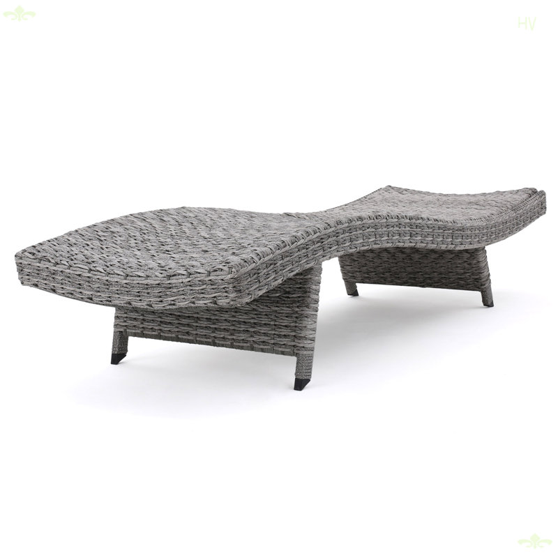 OUTDOOR WICKER CHAISE LOUNGE, Gray