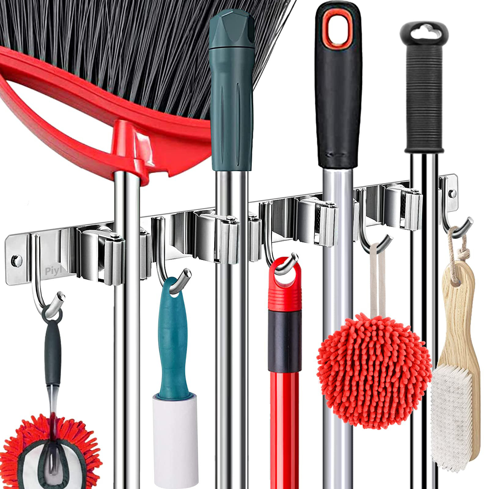 WFX Utility™ Broom Holder Wall Mount Garden Tool Organizer,Mop Hanger ...