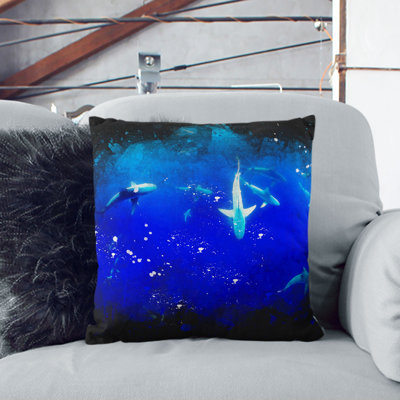 Oahu Sharks Paint Splash Cushion with Filling