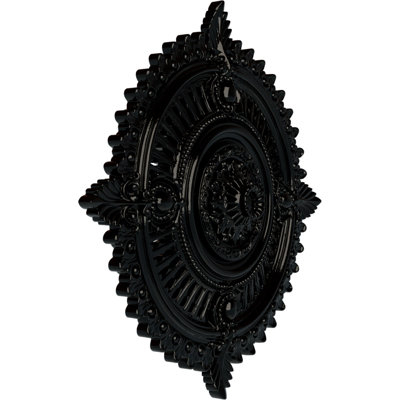 Endurathane Haylynn Ceiling Medallion, 29 1/8"OD x 1 1/4"ID x 4"P (Fits Canopies up to 1 1/4"), Hand-Painted Black Pearl Finish