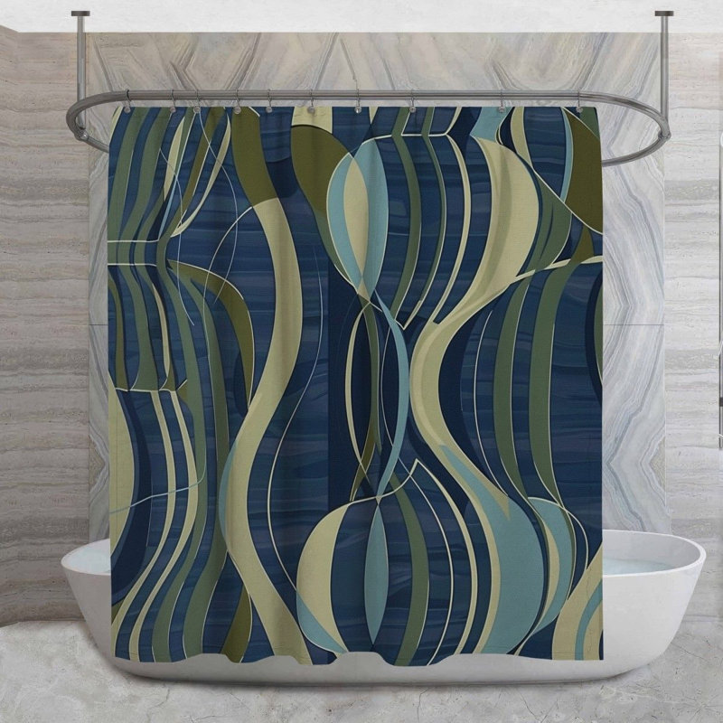 Rideau de douche à motif géométrique à motif géométrique, H 83 po x l 70 po