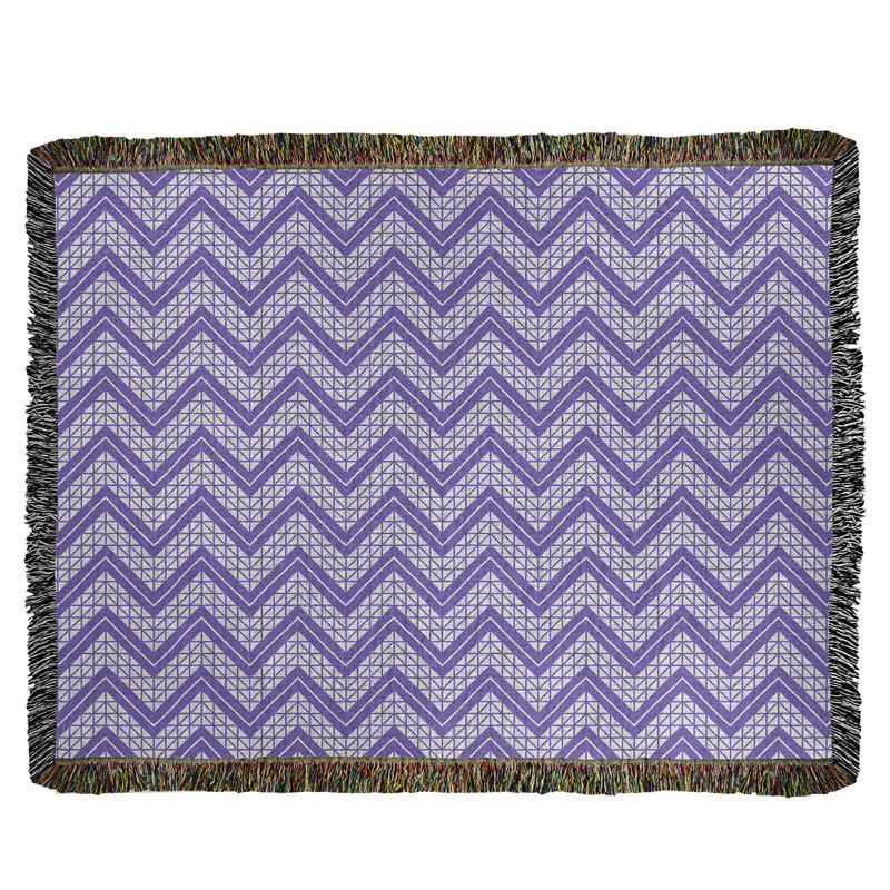 Couverture en coton tissé à la main Rhonda Cheval, l 60 po x L 80 po, Mauve / Blanc