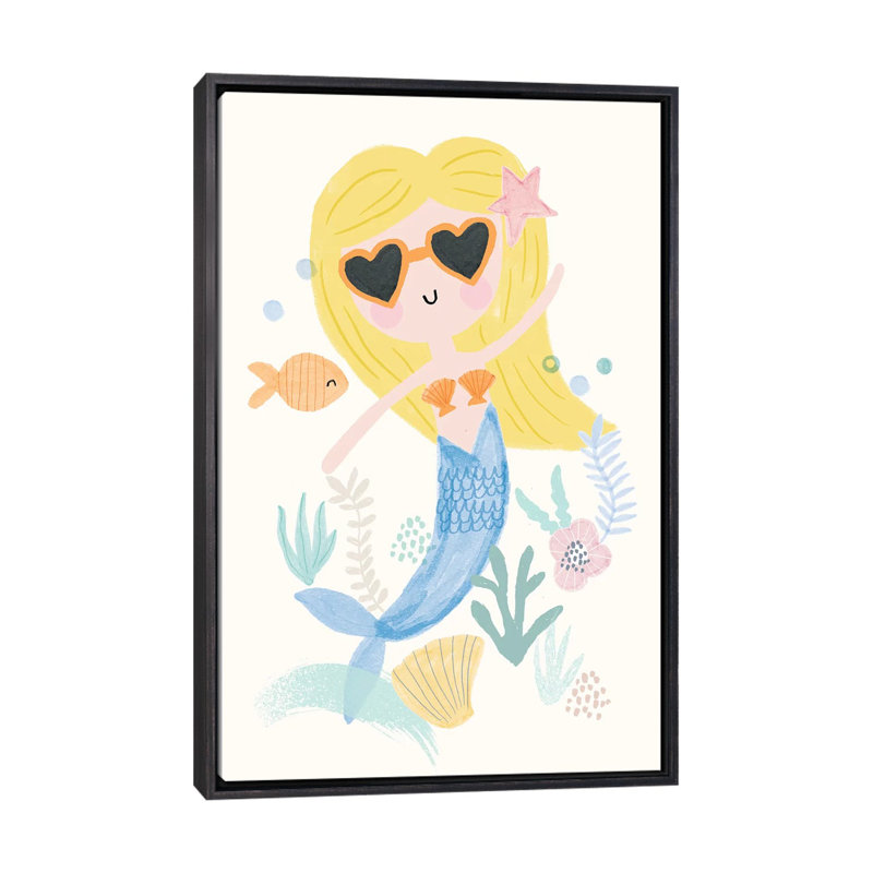 «Everyday Under the Sea III» par Lisa Barlow - impression d'art graphique, Pas de tapis, Toile avec cadre noir patiné