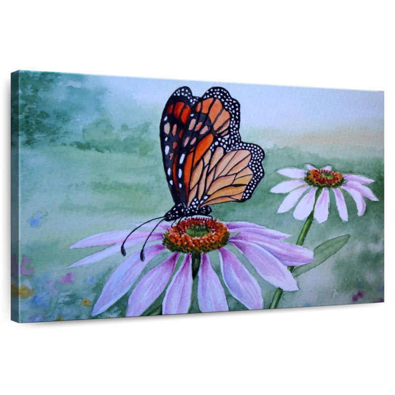 Harnek papillon sur une fleur de corne, H 32 po x l 48 po