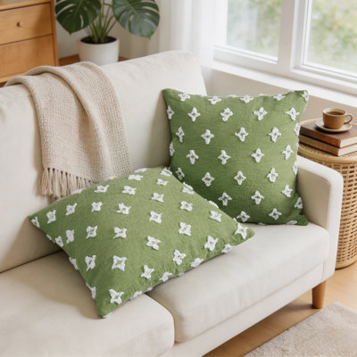 Housse de coussin 100% coton à motif floral marguerite (ensemble de 2)