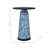 Round Side Table with Marble Top and Artistic Glass Base - Narrow End Table for Living Room or Bedroom - Modern Accent Furniture with Contemporary Swirl Pattern - Blue-1817726038