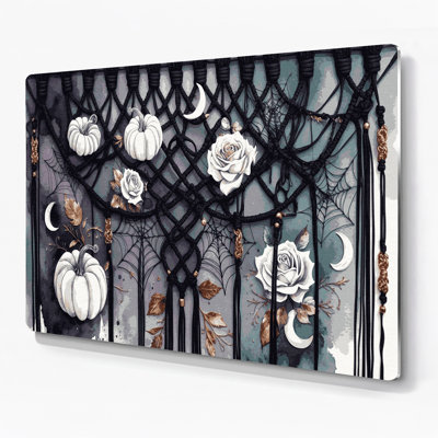 Halloween, art mural d'Halloween en macramé mauve en métal