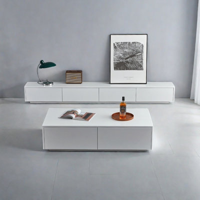Simple white fashion home TV cabinet coffee table