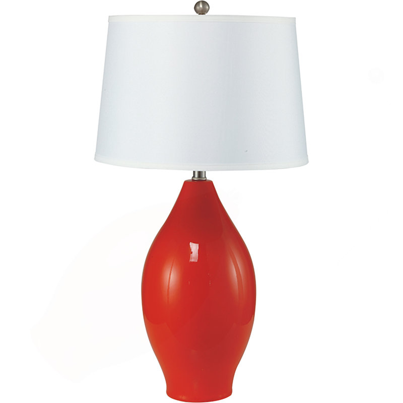 28"H RED LEMON SHAPE CERAMIC TABLE LAMP