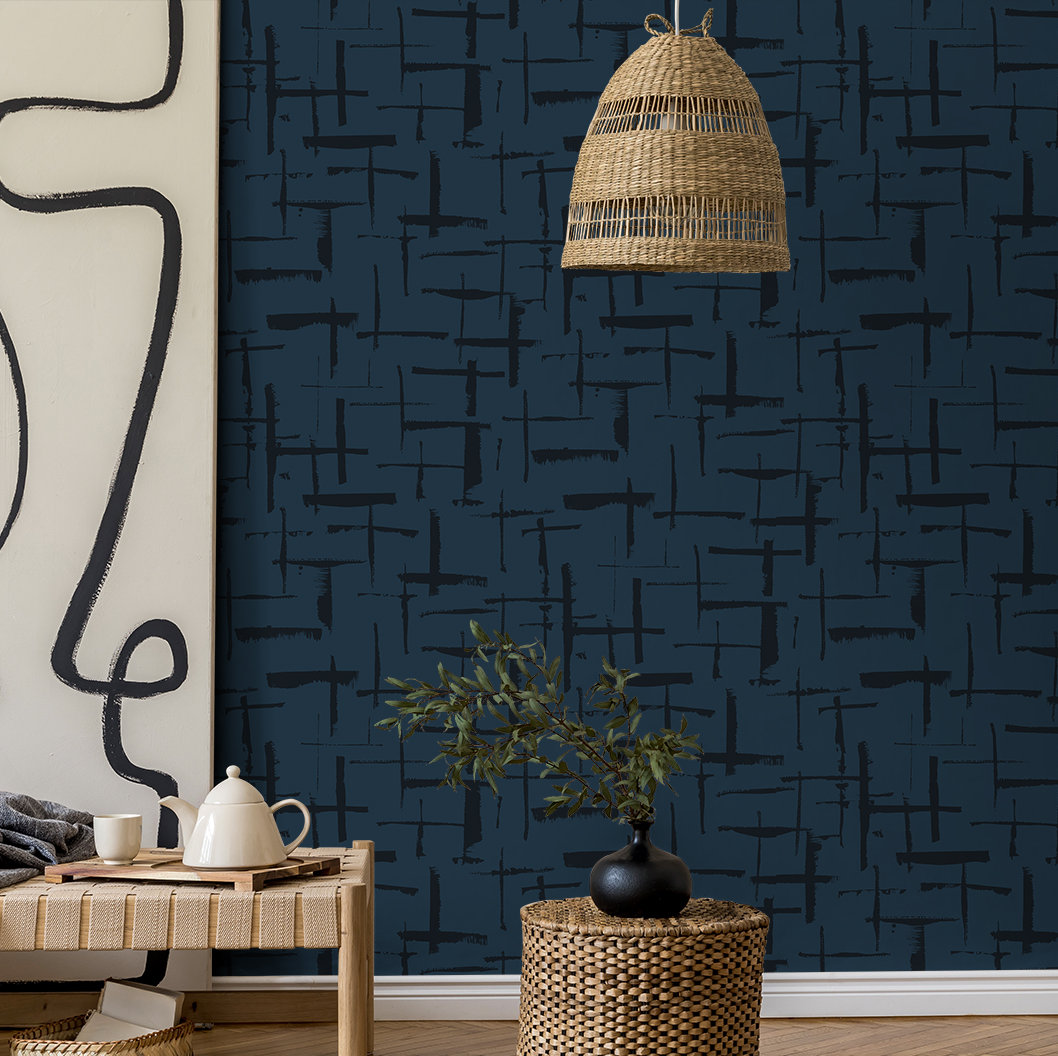 Niseko Modern Abstract Wallpaper, Yale Blue