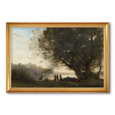 Danse sous les arbres au bord du lac, v. 1865-1870-Jean-Baptiste-Camille Corot-Toile encadrée sur mesure