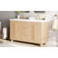 Ensemble de meuble-lavabo double 59,1 po avec lavabos en résine, grain de bois naturel, 4 portes à fermeture douce et 3 tiroirs, autoportant