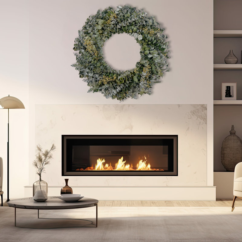 30"  Preserved Eucalyptus Wreath – Natural Green Door & Wall Décor (Indoor Use), 30" W x 30" H  x 4" D