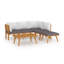 Ensemble de table modulaire d'extérieur 6 pièces Roma, bois massif, blanc, gris-106483317