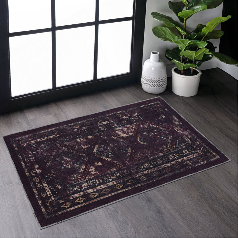 Black Washable Rug Doormat Rug, Rectangle 2' x 3'