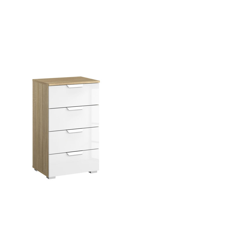 Aditio 4 Drawer Chest Drawer, Oak sonoma/High-gloss white