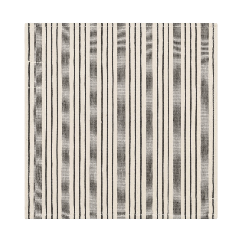 French Home Set Of 4 Black And Cream Multi-Striped Napkins