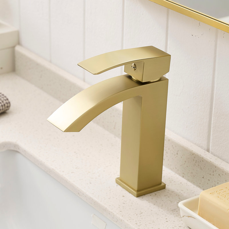 Robinet de salle de bain or brossé - Type de cartouche, robinet de plomberie en alliage d'aluminium contemporain