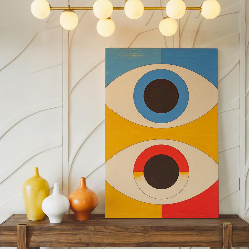 «Bold Eyes», impression sur toile, art mural minimaliste avec couleurs primaires, prêt à accrocher, H 30 po x l 40 po