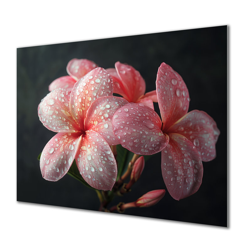 Plumeria rose noir, charme rétro I - décoration murale Plumeria, Métal métal, H 12 po x l 20 po x P 1 po