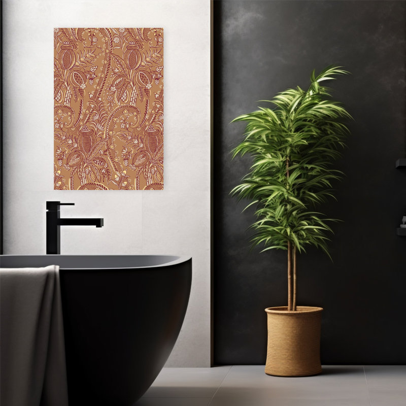 Art contemporain contemporain délicat, H 24 po x l 16 po, Orange