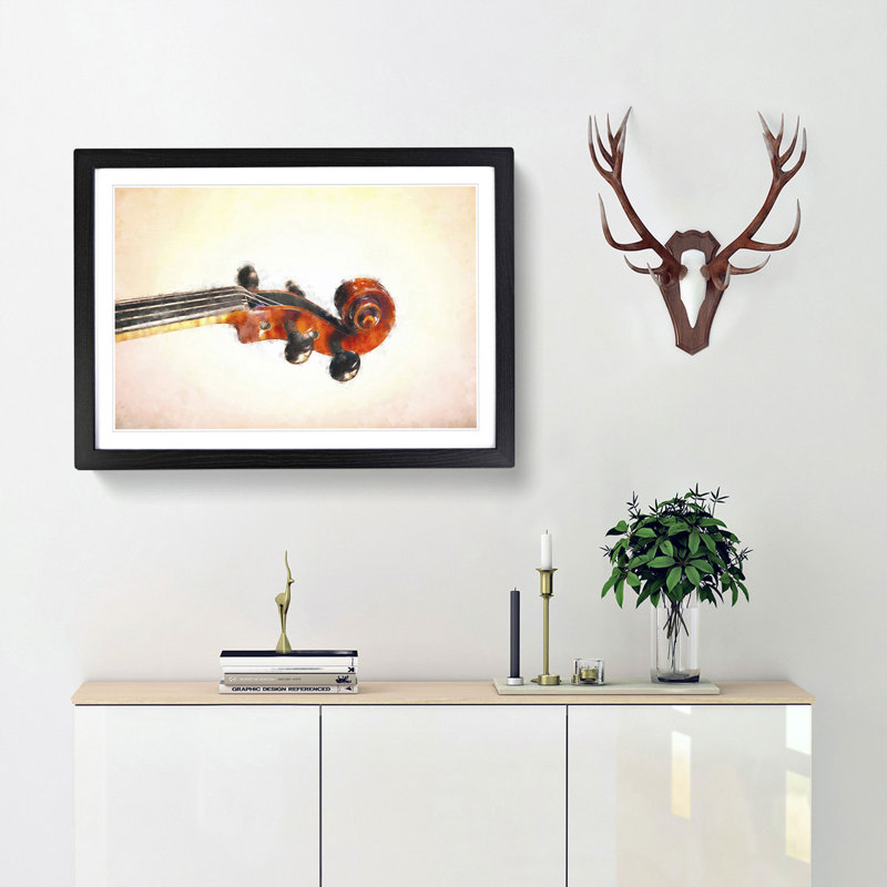 The Scroll of a Violin - Picture Frame Painting Print, Black Framed, 45cm H x 63cm W x 2cm D