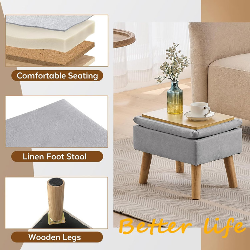 Small Foot Stool Ottoman with Storage