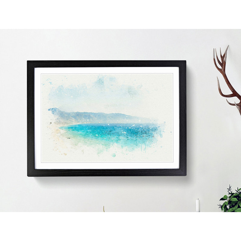Malibu Beach in California in Abstract - Picture Frame Graphic Art Print, 35cm H x 50cm W x 2cm D, Black