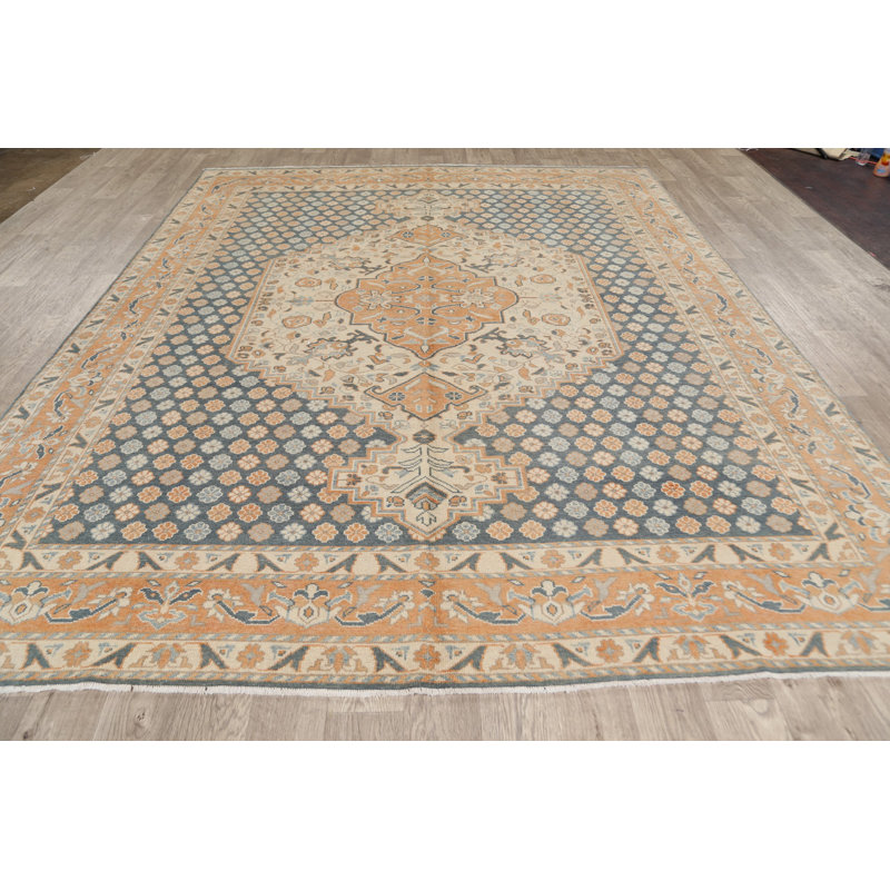 Tapis décoratif en laine noué à la main de conception unique 8 pi 3 po x 10 pi 4 po noué à la main New Age Khotan