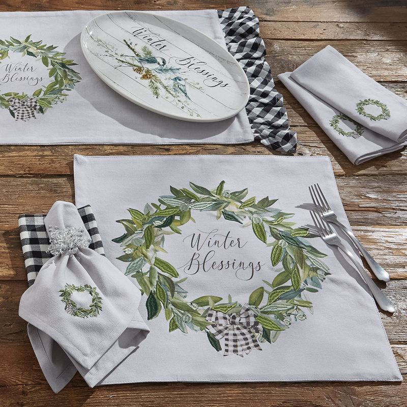 Chemin de table Winter Blessings - Gris, L 36 po x l 13 po