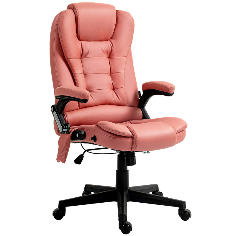 High Back Vibration Massage Office Chair With 6 Vibration Points, Red, Microfiber Cloth