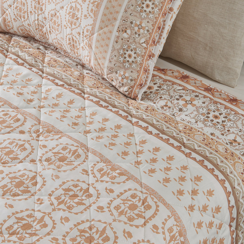 Gold Twin Reversible Microfiber Quilt Set