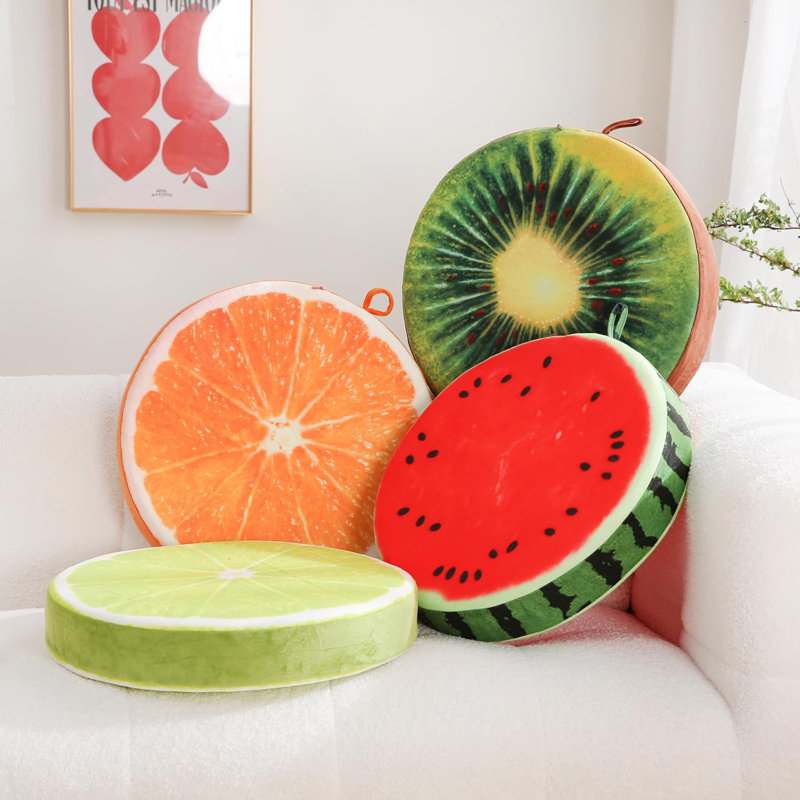 Coussin décoratif en velours Fruit (15 pouces), Vert / kiwi