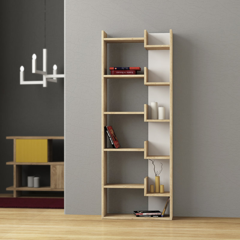 Kara 5-Tier Freestanding Bookcase for Home and Office Storage, Oak/White, 162cm H x 61cm W x 22cm D