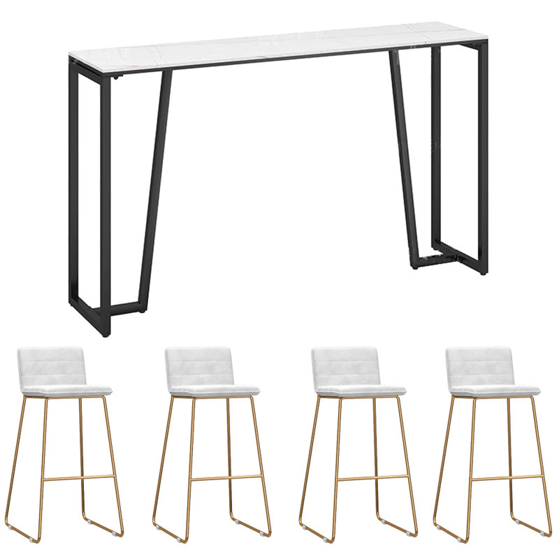 Tabourets et tables de luxe et luxueux, H 41,3 po x L 78,7 po x l 15,7 po, Blanc/Noir, Blanc