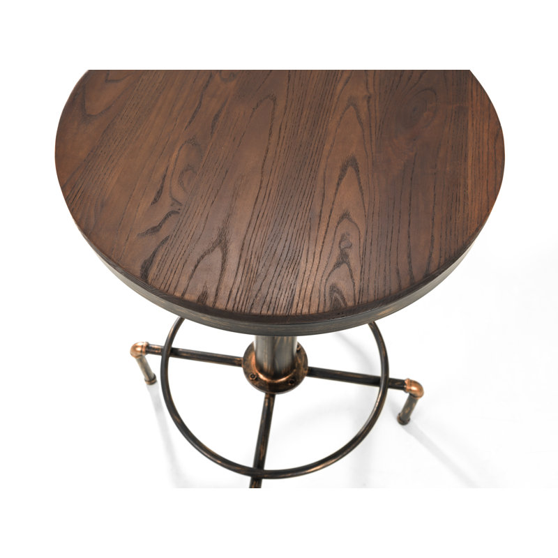 Elm Round Wood Top Dining Table with Stainless Steel Base