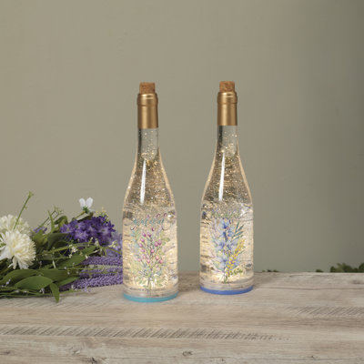 Ensemble de 2 bouteilles de globe en verre 12,5 pouces Green Light