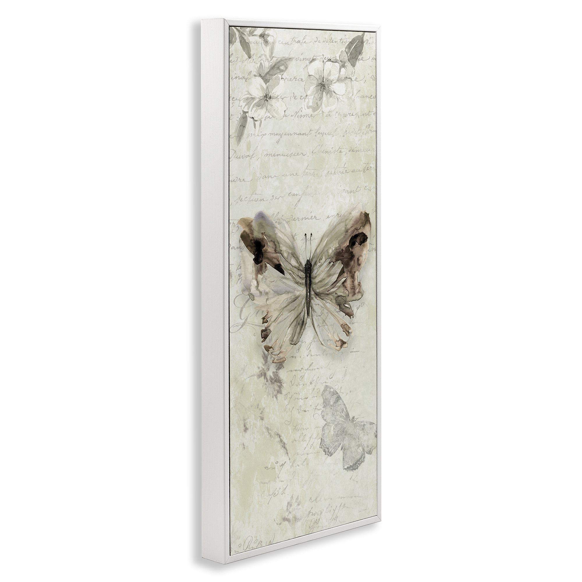 Stupell Industries Timeless Butterflies with Cursive Framed Giclee Art ...