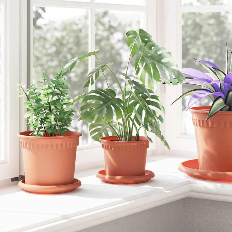 Pot Planter, 10cm H x 12.5cm W x 12.5cm D, Brick Red