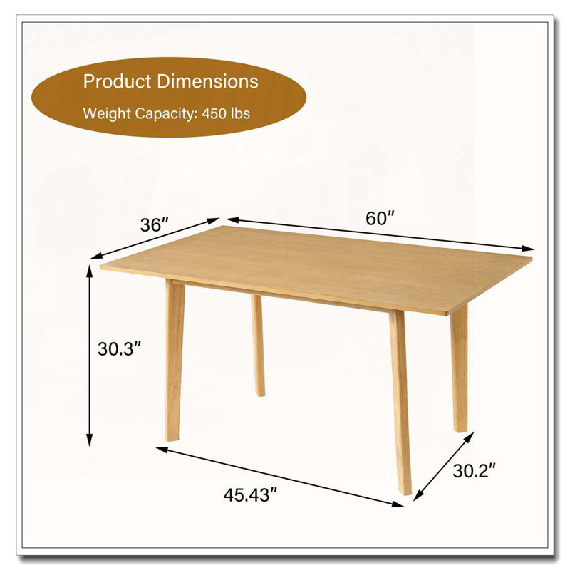 Table de salle à manger 60 ", Naturel