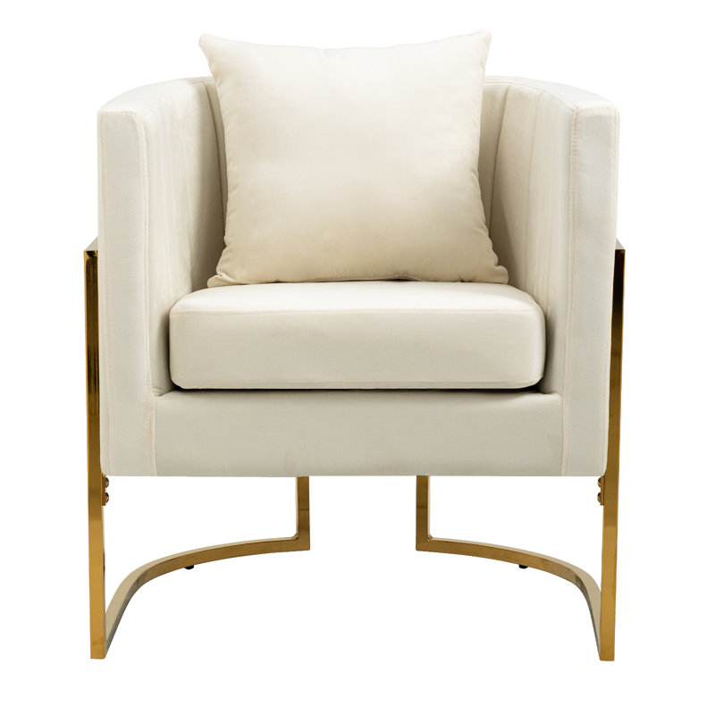 Marquet Velvet Barrel Chair, White Velvet