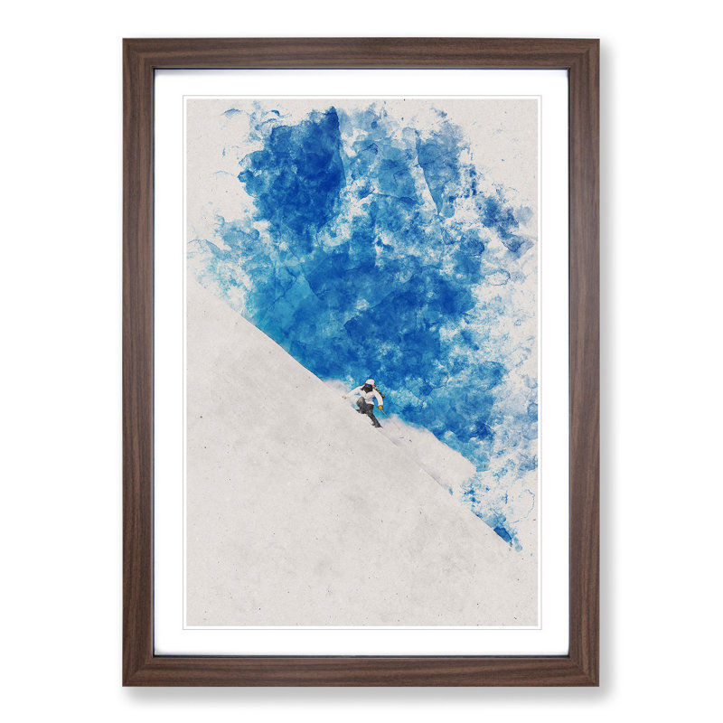 Skiing Vol.1 - Single Picture Frame Print on Wood, 48cm H x 36cm W x 2cm D, Walnut Framed