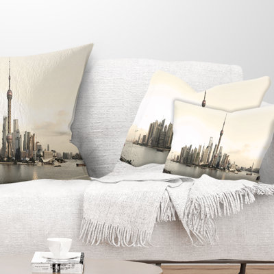 Shanghai s Modern Architecture - Cityscape Printed Throw Pillow