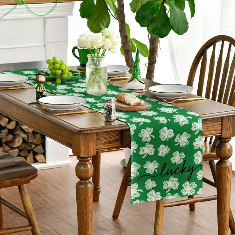 Chemin de table Lucky Shamrocks Clover, décoration de cuisine et de salle à manger pour la Saint-Patrick