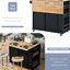Îlot de cuisine noir avec prise de courant et rallonge pliante. Vaste espace de rangement, porte-bouteilles. Facile à déplacer, entrée électrique et support à roulettes, tablette latérale, 5 roulettes pour une utilisation pratique-1026235745