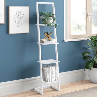 5-Tier Ladder Bookshelf ? Leaning Decorative and Storage Shelves ? Wooden  Bookshelf Home D?cor for Living Room, Bathroom & Kitchen by Lavish Home