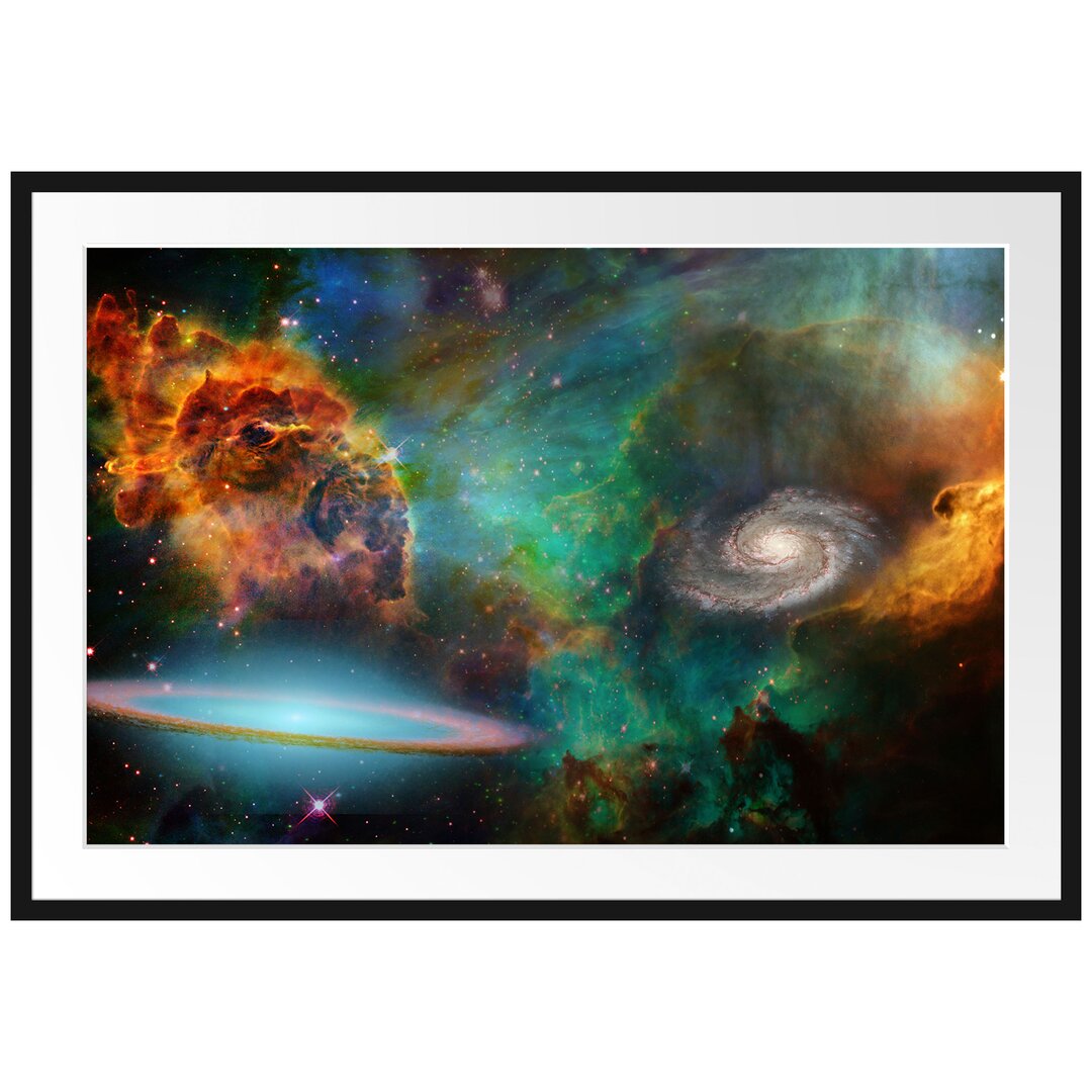 Gerahmtes Poster Galaxie mit Sternennebel