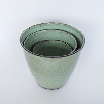 Ensemble de 3 pots à fleurs fuselés vert Pistaschio